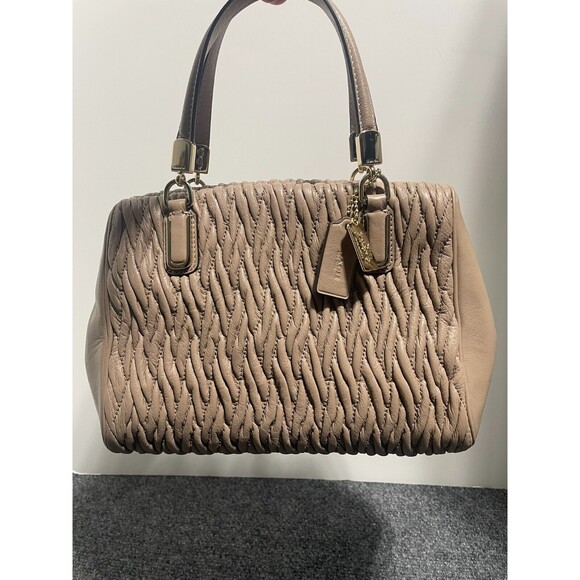 Coach Madison Gathered Twist Handbag/ Satchel Brown 2way Tote Bag - Picture 10 of 16